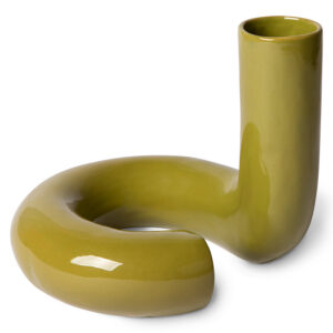Glossy Olive Twisted Ceramic Sculpture