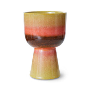 Retro Lime Green Reactive Glaze Flower Pot